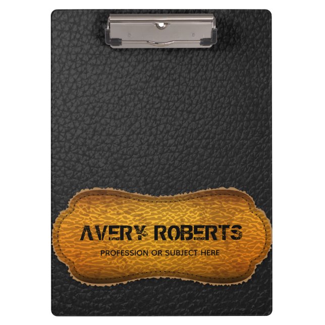 Imitate Lederdesign Schwarz-Gelb Beruflich Klemmbrett (Vorderseite)