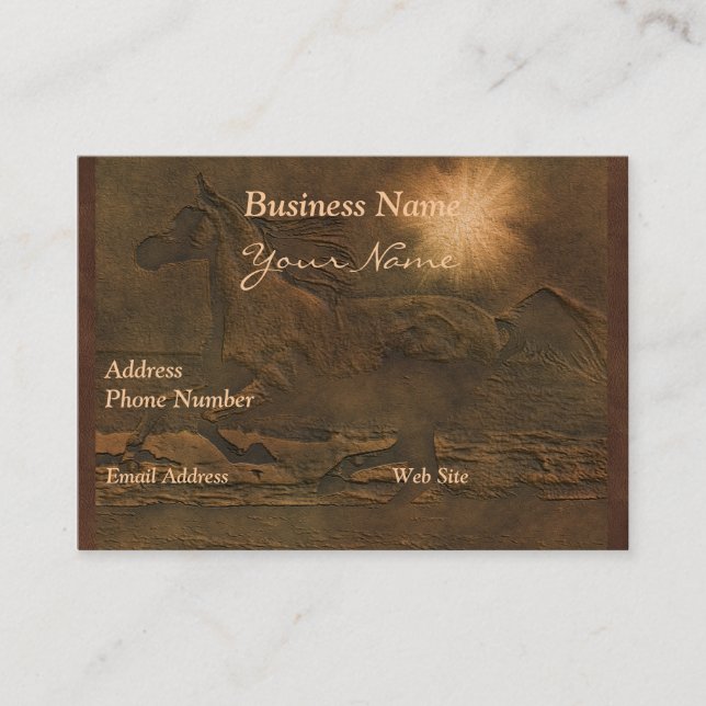 Imitate Lederkantering Pferd auf Lederausseherkart Visitenkarte (Vorderseite)
