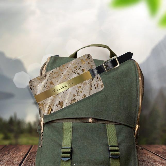 Imitate Lederpattern sauren Wash Gold Metallic Lab Gepäckanhänger (Von Creator hochgeladen)