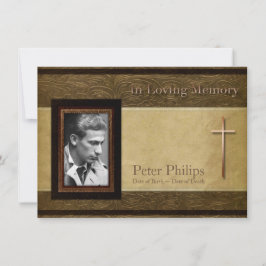 Imitate LederPergament C Foto Gedenkservice Einladung