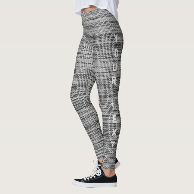 Imitate Leggings mit grauem Stoff - Text hinzufüge (Links)