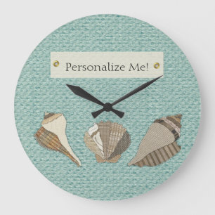 Imitate Leinwand Stoff Personalisiert Seashell App Große Wanduhr