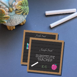 Imitate Letter Board Teacher Square Business Cards Quadratische Visitenkarte