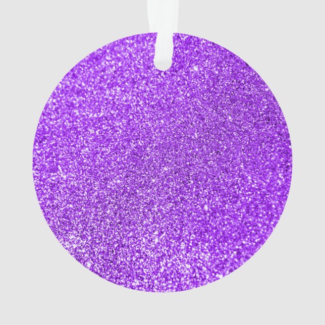 Imitate Lila Glitzer Foto Ornament (Rückseite)