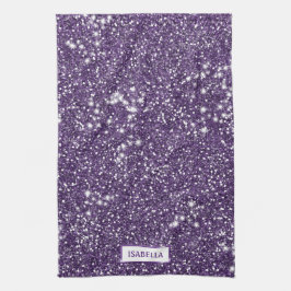 Imitate Lila Glitzer Textur mit Individuelle Name  Geschirrtuch
