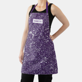 Imitate Lila Glitzer Textur mit Individuelle Name  Schürze