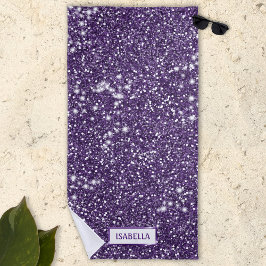 Imitate Lila Glitzer Textur mit Individuelle Name  Strandtuch