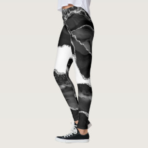 Imitate Marbella Agate Schwarz-weiß Trendy Modern Leggings