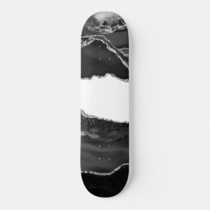 Imitate Marbella Agate Schwarz-weiß Trendy Modern Skateboard