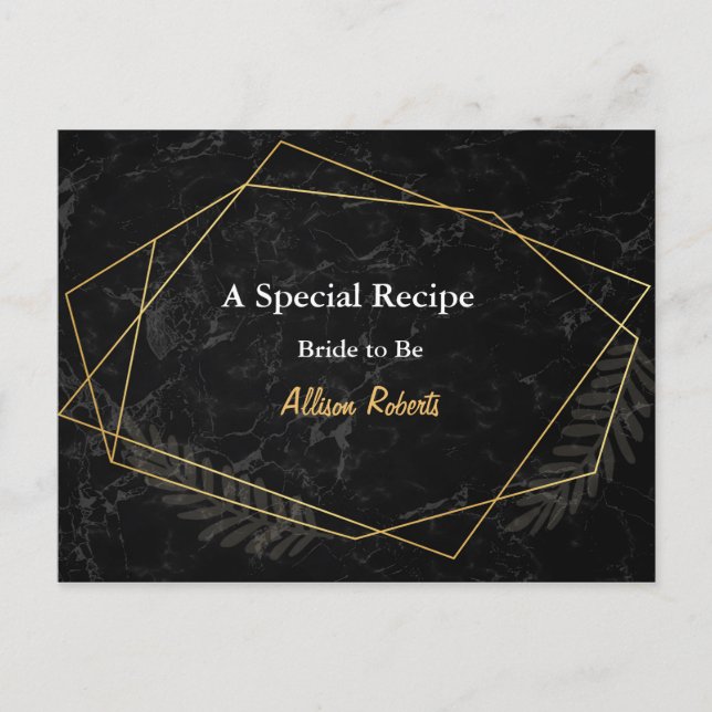Imitate Marble Geometric Brautparty Rezept Postkarte (Vorderseite)
