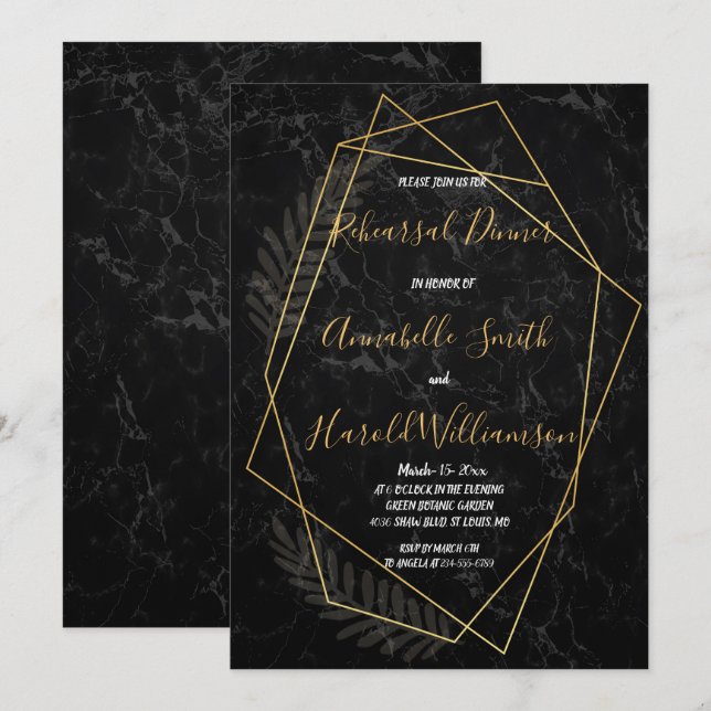 Imitate Marble Geometric Probe Abendessen Einladung (Vorne/Hinten)
