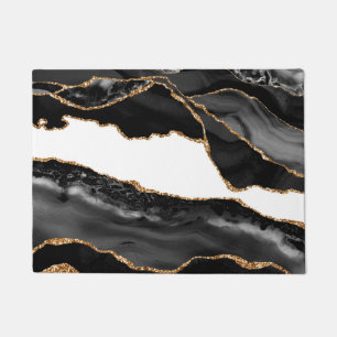 Imitate Marbled Agate Black Stylish Stone Luxury G Fußmatte