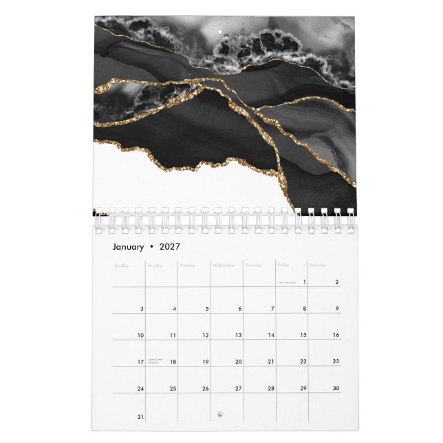 Imitate Marbled Agate Black Stylish Stone Luxury G Kalender (Jan 2027)