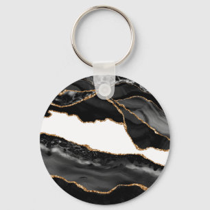 Imitate Marbled Agate Black Stylish Stone Luxury G Schlüsselanhänger