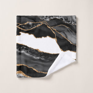 Imitate Marbled Agate Black Stylish Stone Luxury G Waschlappen