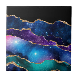 Imitate Marbled Agate Stone Galaxy Funkelnd Schluc Fliese