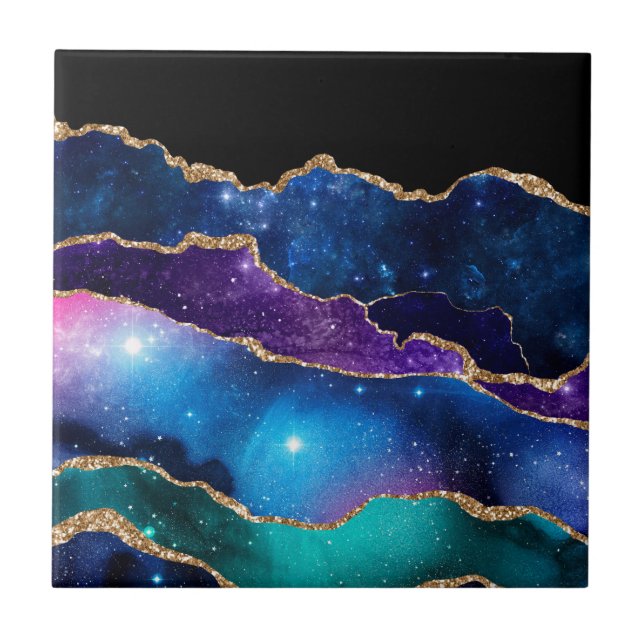 Imitate Marbled Agate Stone Galaxy Funkelnd Schluc Fliese (Vorderseite)