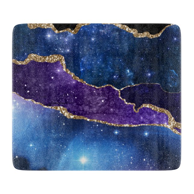 Imitate Marbled Agate Stone Galaxy Funkelnd Schluc Schneidebrett (Vorderseite)