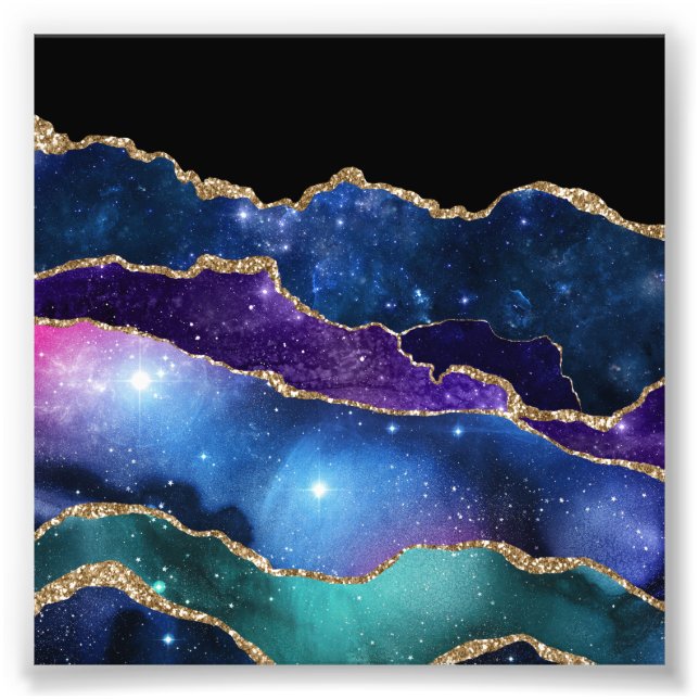 Imitate Marbled Agate Stone Galaxy Funkelnd Shinti Fotodruck (Vorne)