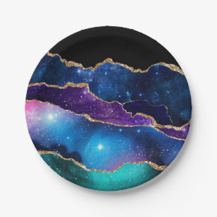 Imitate Marbled Agate Stone Galaxy Funkelnd Shinti Pappteller