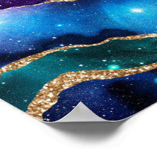 Imitate Marbled Agate Stone Galaxy Funkelnd Shinti Poster