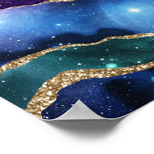 Imitate Marbled Agate Stone Galaxy Funkelnd Shinti Poster (Ecke)