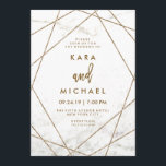 Imitate Marmor und Kupfer geometrische Hochzeit ei Einladung<br><div class="desc">Diese zeitgenössischen Einladungen für Hochzeiten mit weißem Marmorhintergrund und geometrischen Imitaten aus Kupfer sorgen für ein edles,  modernes Aussehen.</div>