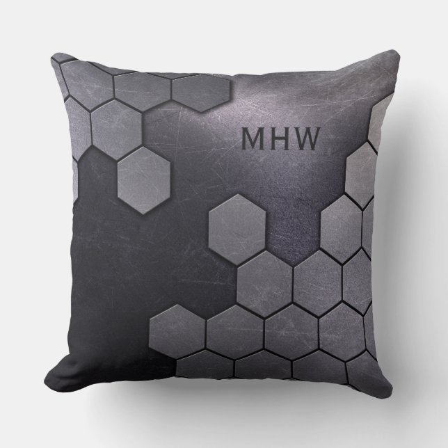 Imitate Metal Muster kundenspezifische Monogramm A Kissen (Vorderseite)