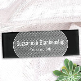 Imitate Metall Diamantplatte Schwarze Grenzen Name Namenschild