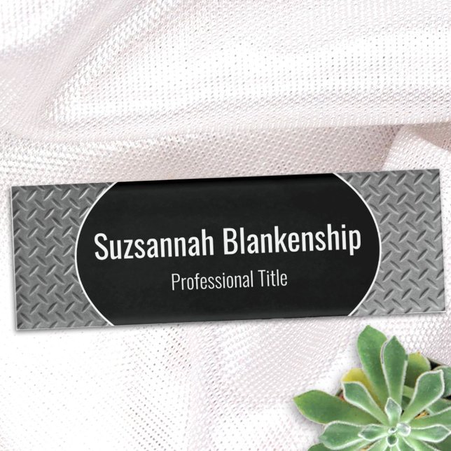 Imitate Metall Diamantplatte Schwarzes Zentrum Nam Namenschild (Von Creator hochgeladen)