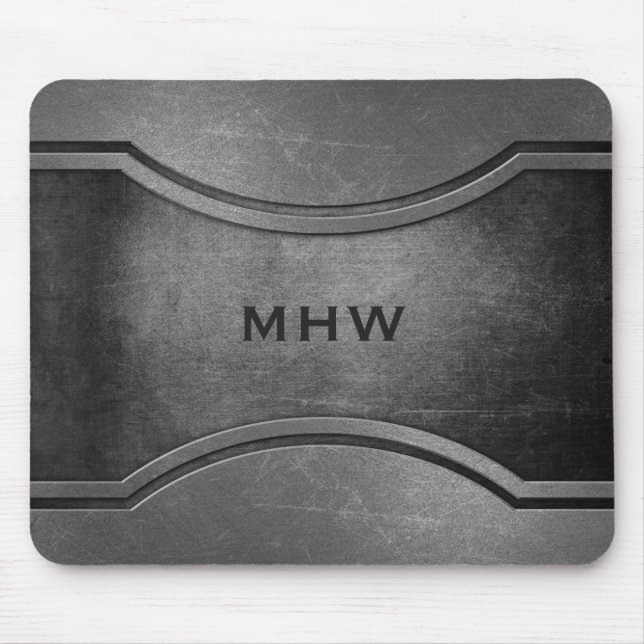 Imitate Metall, kundenspezifische Monogramm-Mousep Mousepad (Vorne)
