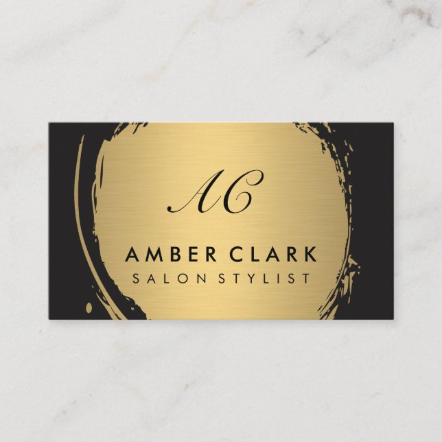 Imitate Metallic Gold Brushed Classic Monogram Visitenkarte (Vorderseite)