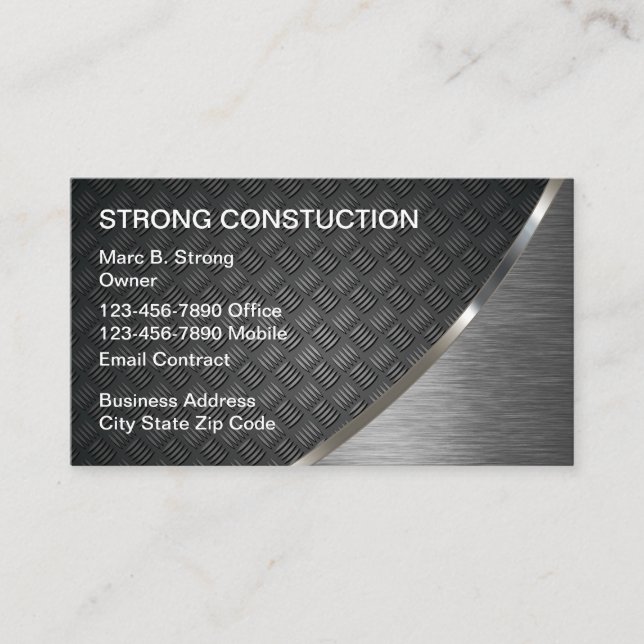 Imitate Metallic Look Construction Business Cards Visitenkarte (Vorderseite)