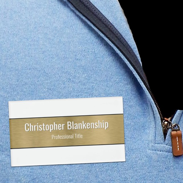 Imitate Metallischer Beruflich gebürsteter, goldfa Namenschild (white and gold template magnetic back name tag)