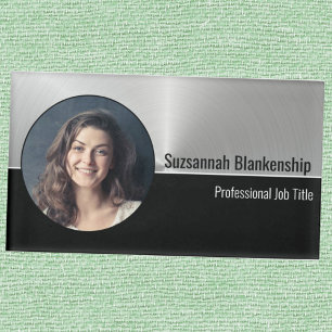 Imitate Metallisches Berufliches Silver Flare Foto Namenschild