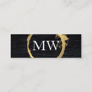 Imitate Metallisches Velvet Schwarz mit Monogramm Mini Visitenkarte