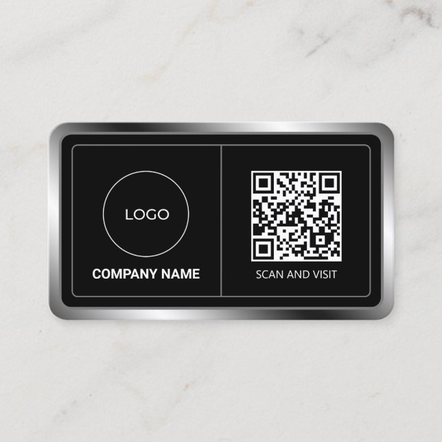 Imitate Metallrahmen mit Logo und Code Visitenkarte (Vorderseite)
