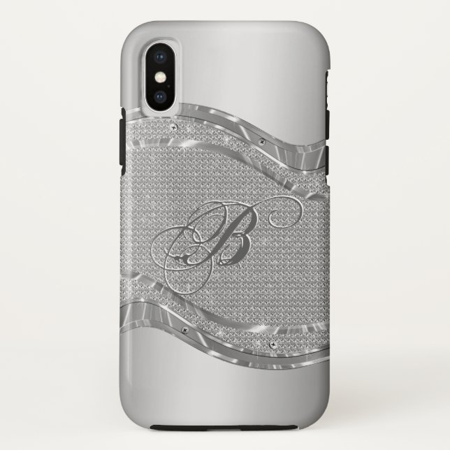 Imitate Metallsilber mit Diamantmuster Case-Mate iPhone Hülle (Rückseite)
