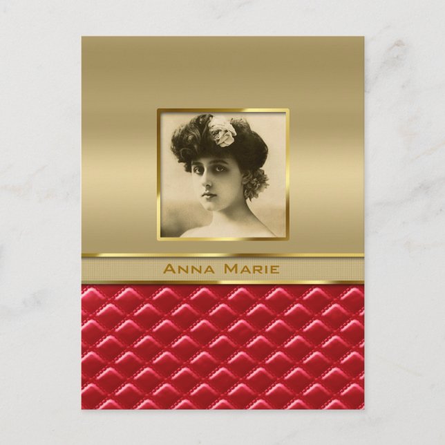 Imitate mit benutzerdefiniertem Foto-Rahmen, goldg Postkarte (Vorderseite)