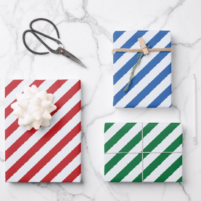 Imitate mit diagonalen Streifen Geschenkpapier Set (Vorderseite)