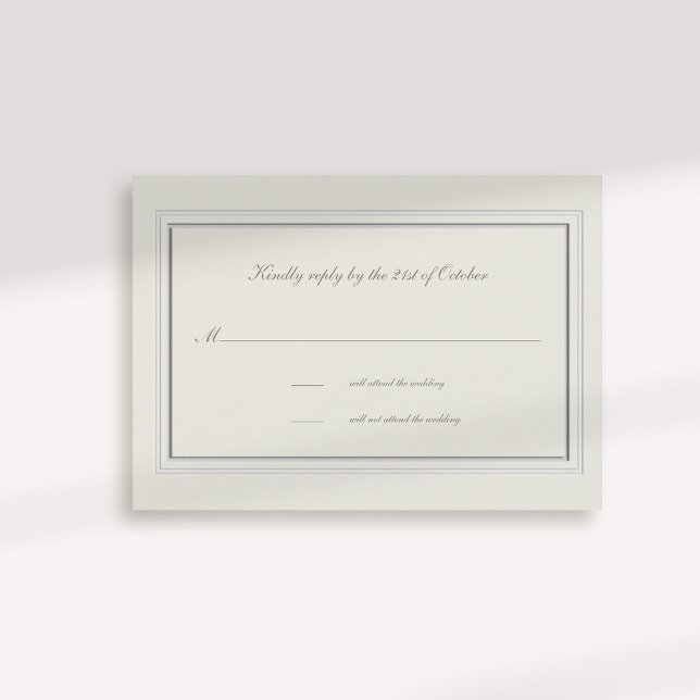 Imitate mit Ecru-Rahmen (formal traditional elegant calligraphy wedding rsvp card faux embossed frame ecru classic)