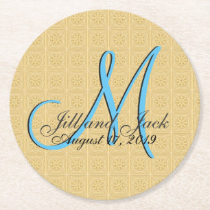 Imitate mit Embossed Gold Monogram 3d Runder Pappuntersetzer