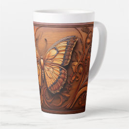 Imitate mit Embossed Wood Butterfly, Paisley und B Milchtasse