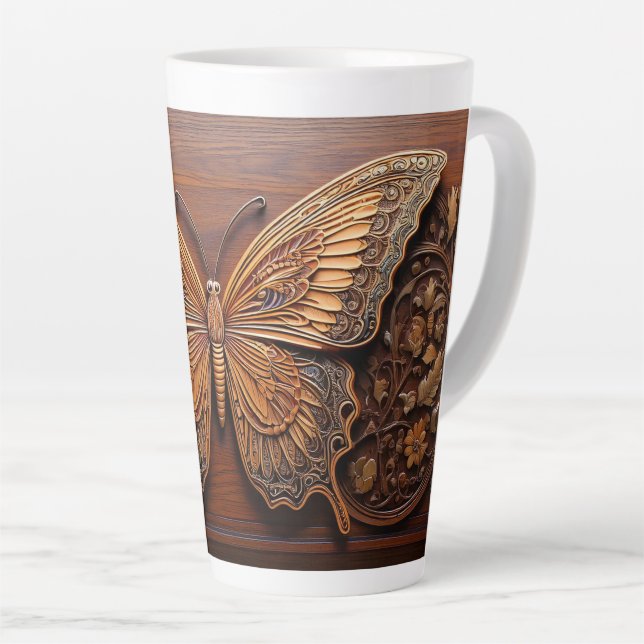 Imitate mit Embossed Wood Butterfly, Paisley und B Milchtasse (Rechte Ecke)