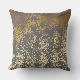 Imitate mit goldfarbenen und grauen Pinselstrichen Kissen