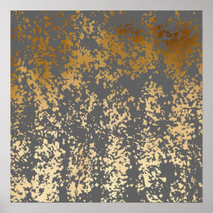 Imitate mit goldfarbenen und grauen Pinselstrichen Poster