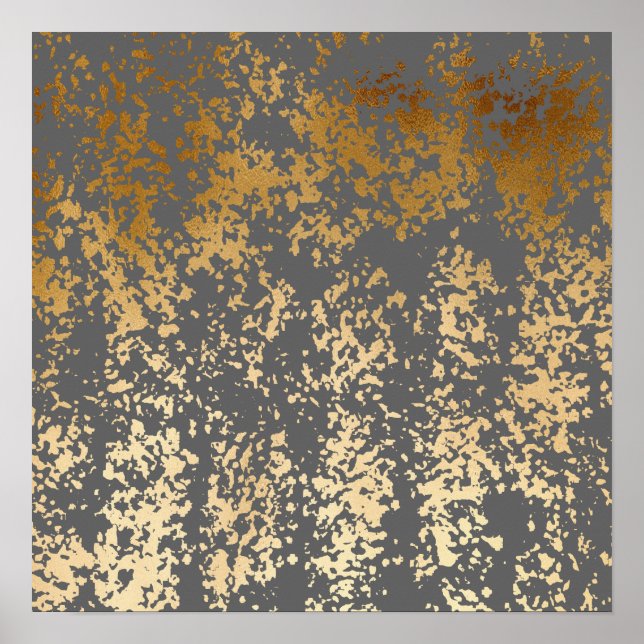 Imitate mit goldfarbenen und grauen Pinselstrichen Poster (Vorne)