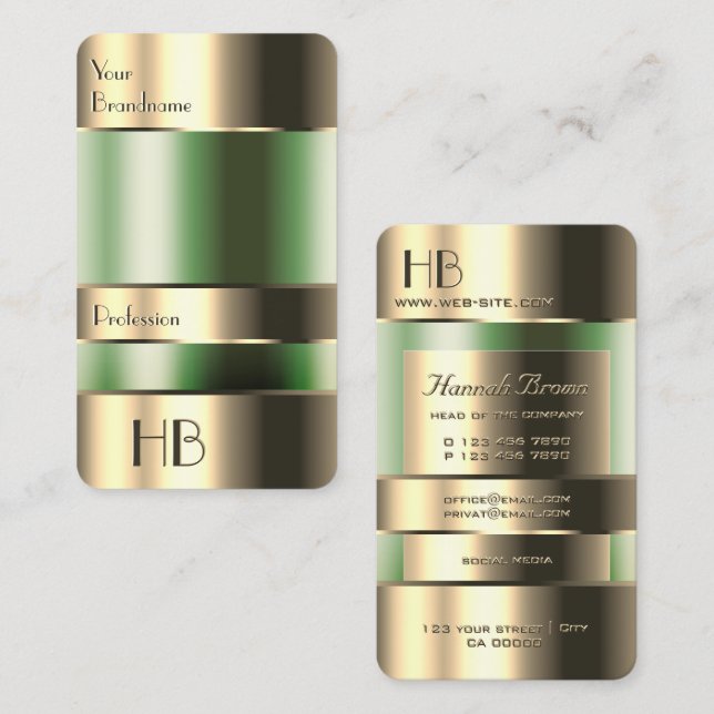 Imitate mit grüner Bin-Gold-Gravur für Schriftart  Visitenkarte (Vorne/Hinten)