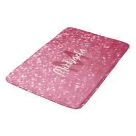 Imitate mit hellrosa Rose Glitzer Monogram Badematte