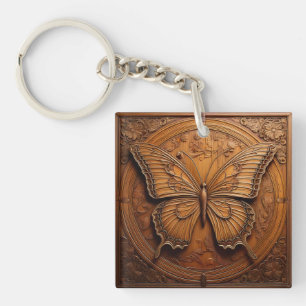 Imitate mit Holzschmetterling Schlüsselanhänger